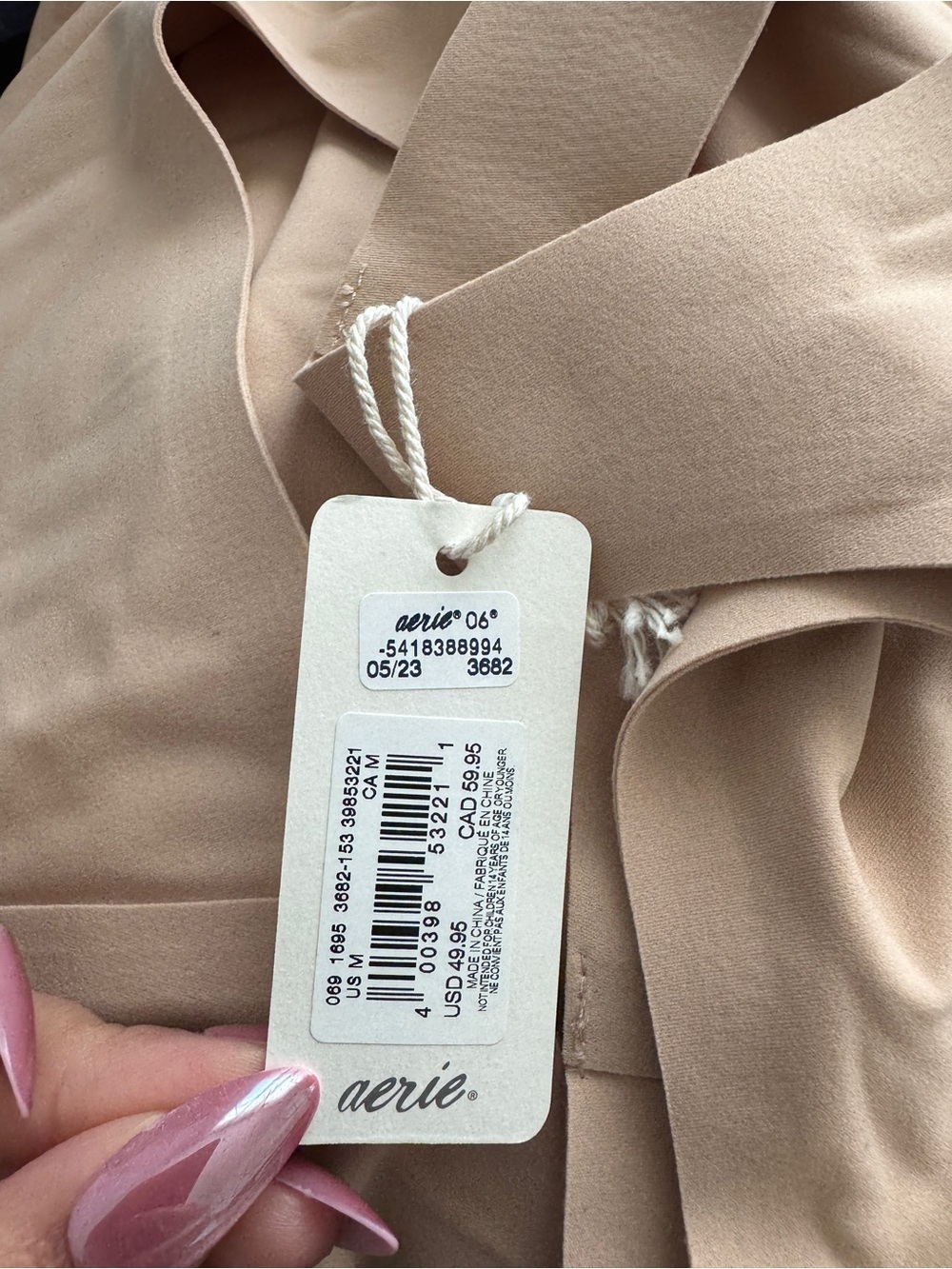 Aerie Women’s One Piece Bodysuit Beige Solid Size M Mild Compression Wireless - Picture 3 of 3